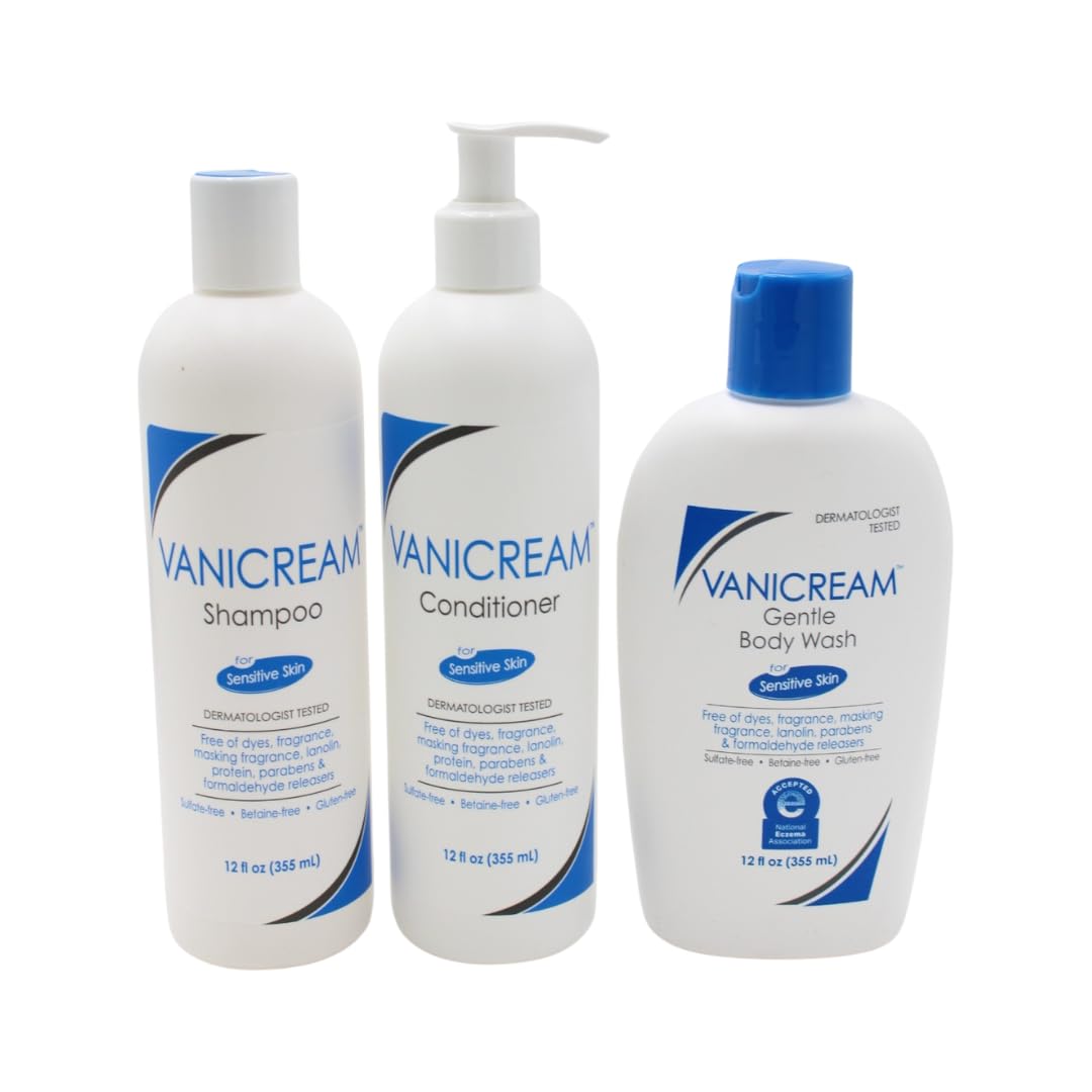 Vanicream Shampoo Conditioner And Gentle Body Wash Set 12 Ounce