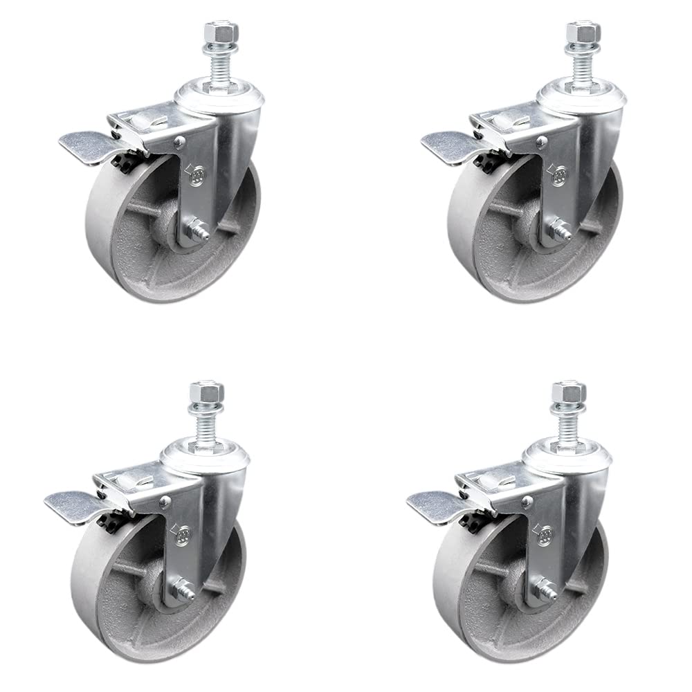 Semi Steel Cast Iron Swivel Threaded Stem Caster Set of 4