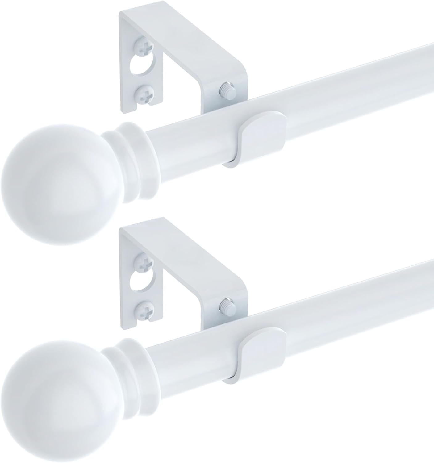 2 Pack White Curtain Rods for Windows 66 to 120 Inch Heavy Duty