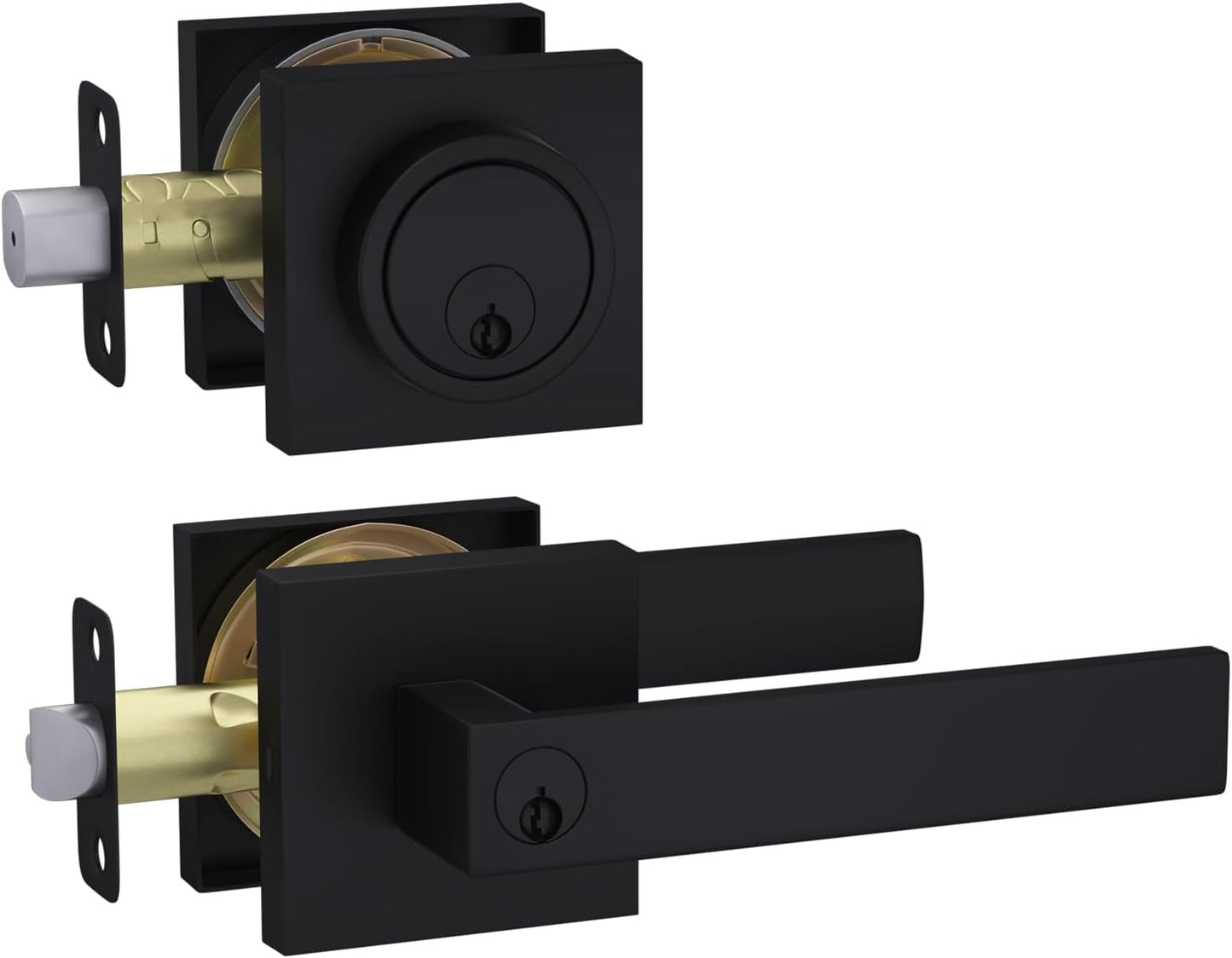 Haidms Black Exterior Door Lock Set with Deadbolt for Security