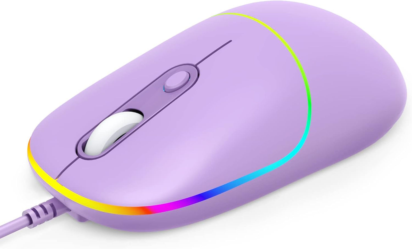 Ultra Silent LED Wired Mouse - 6400 DPI - Purple