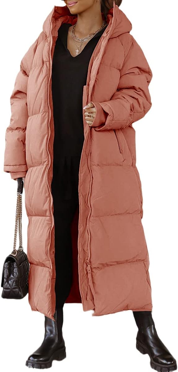 Long Quilted Coat for Women - Stylish Hooded Maxi Puffer Jacket
