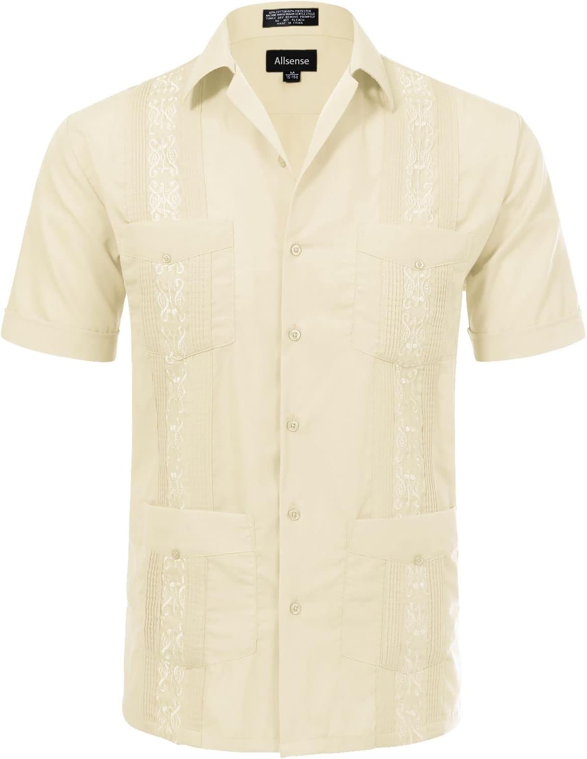 Allsense Men's Short-Sleeve Guayabera Shirt for All Occasions