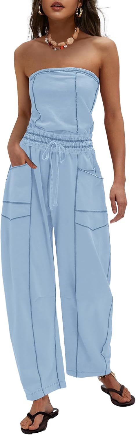 Stylish Strapless Jumpsuits for Women with Pockets and Comfort