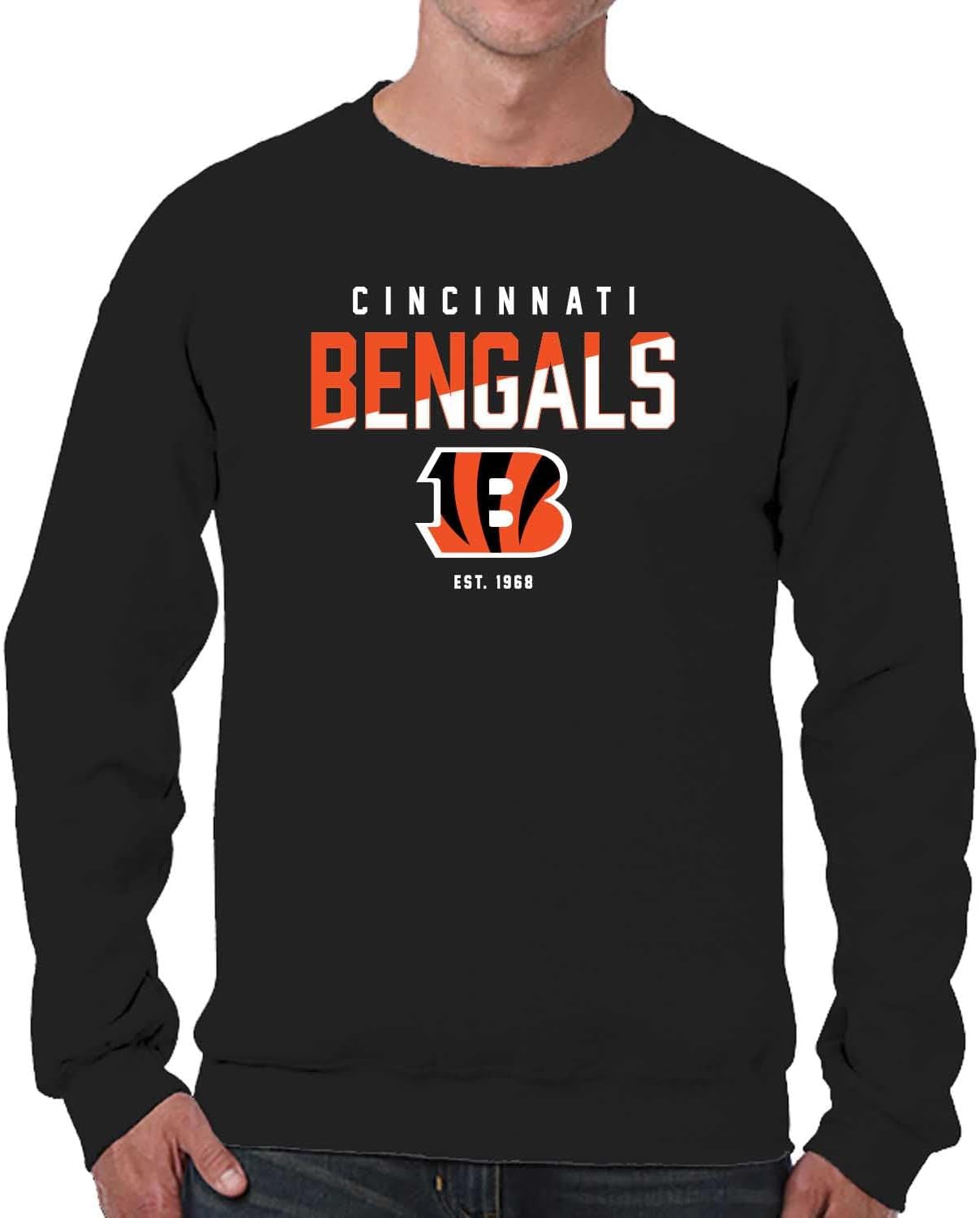 NFL Cincinnati Bengals Diagonal Fade Color Block Crew Sweatshirt