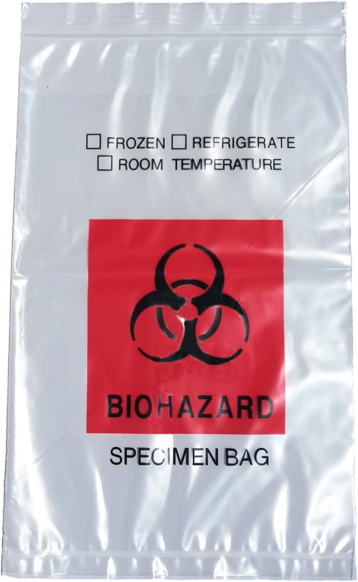 Biohazard Specimen Bags 500pcs 6x9in with Ziplock Top Design