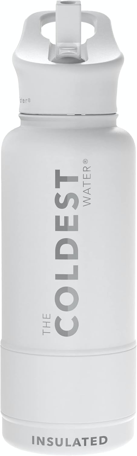 Coldest Insulated Water Bottle with Straw Lid - 32 oz Epic White