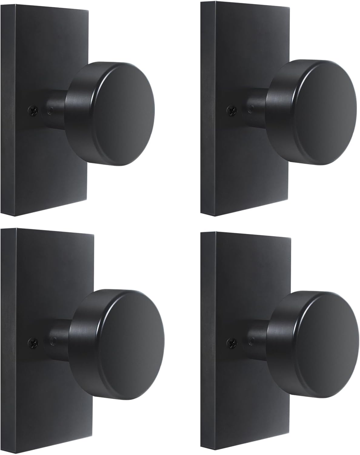 Matte Black Dummy Door Knobs for Modern Bifold Closets, 4 Pack