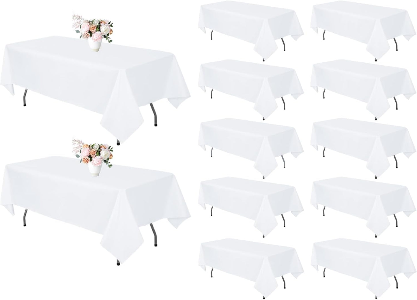 12 Pack White Tablecloths for 8 Foot Rectangle Tables