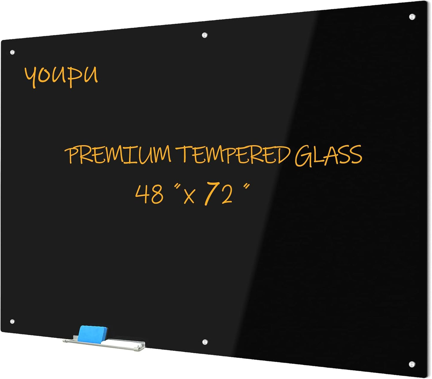 Magnetic Glass Writeboard 72in x 48in Premium Tempered Dry Erase Board