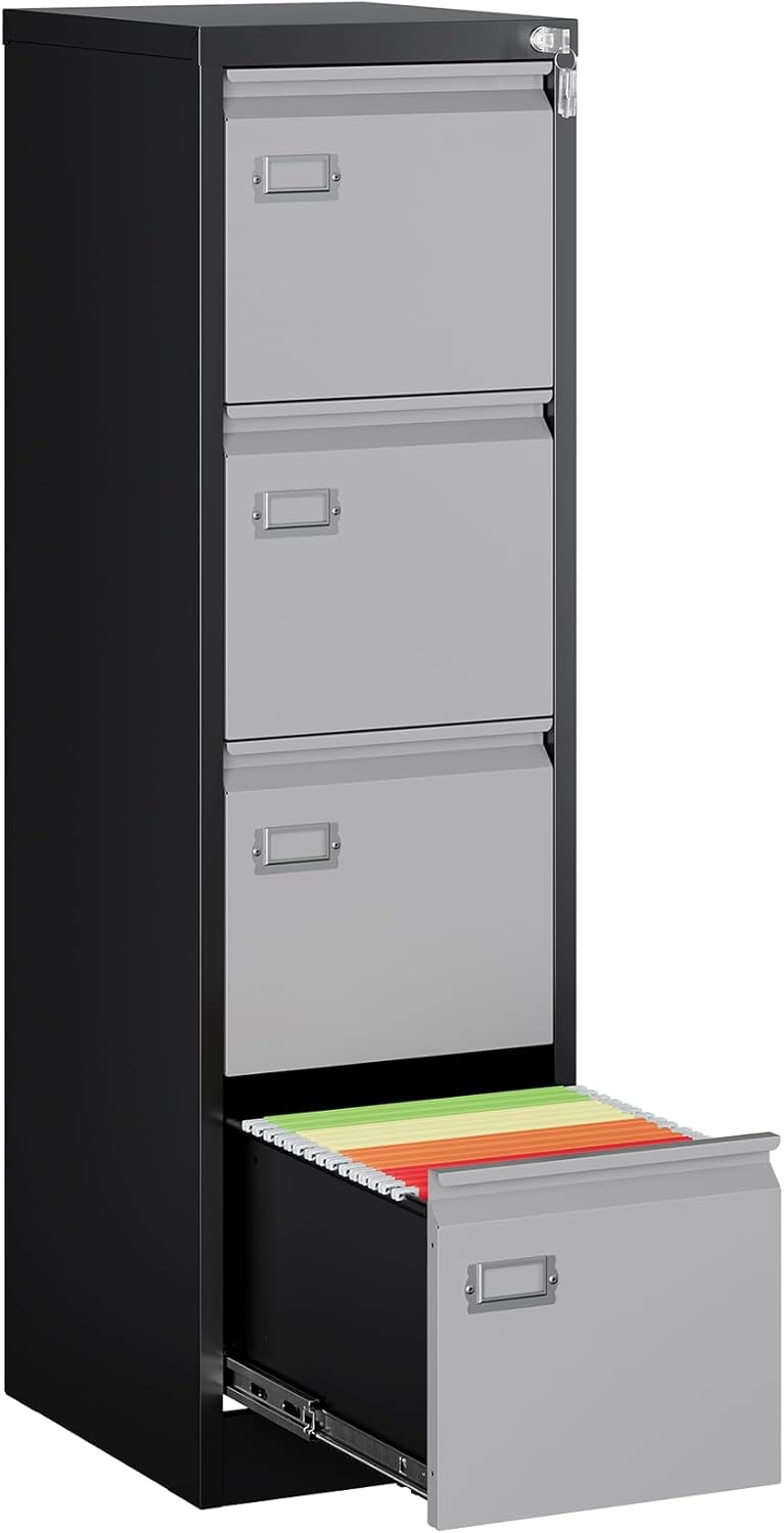MIIIKO 4 Drawer File Cabinet for Secure Home Office Storage