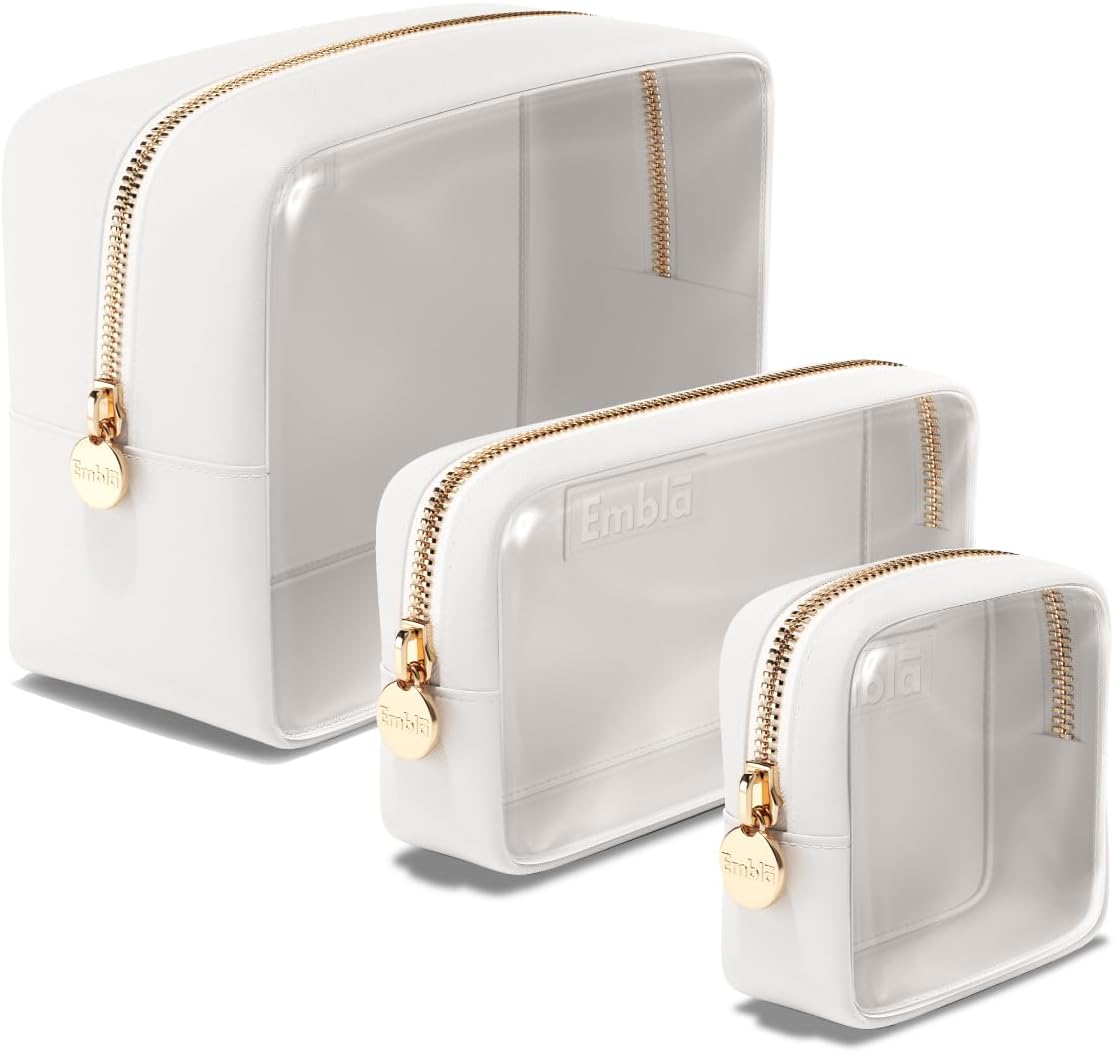 Clear Cosmetic Bags Set of 3 for Travel and Daily Use