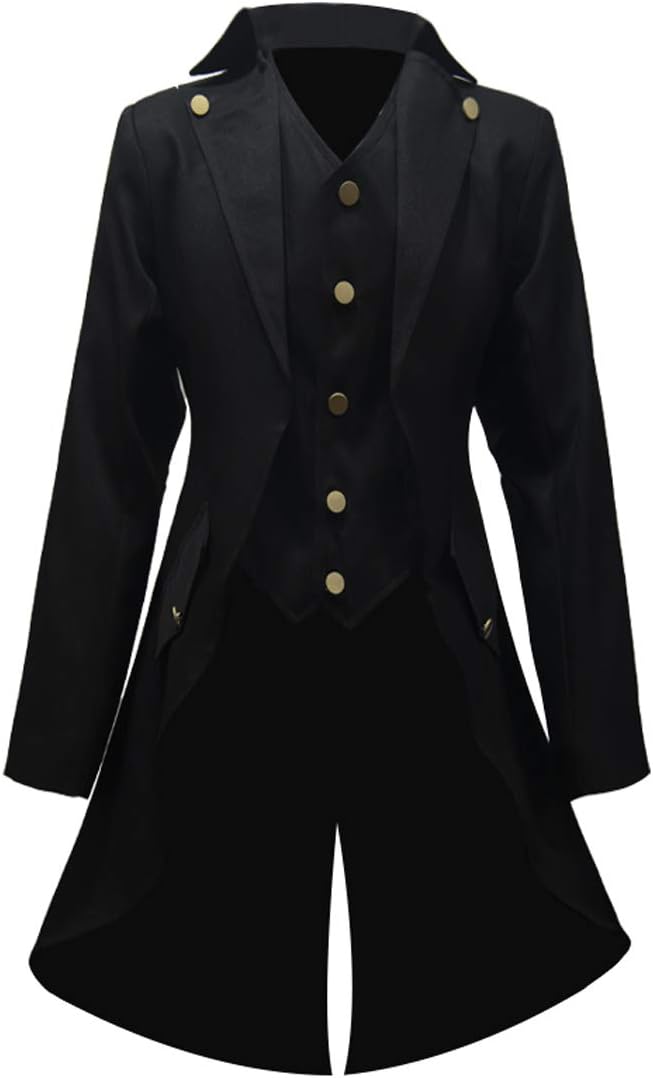 Crubelon Mens Steampunk Vintage Jacket for Gothic Style Events