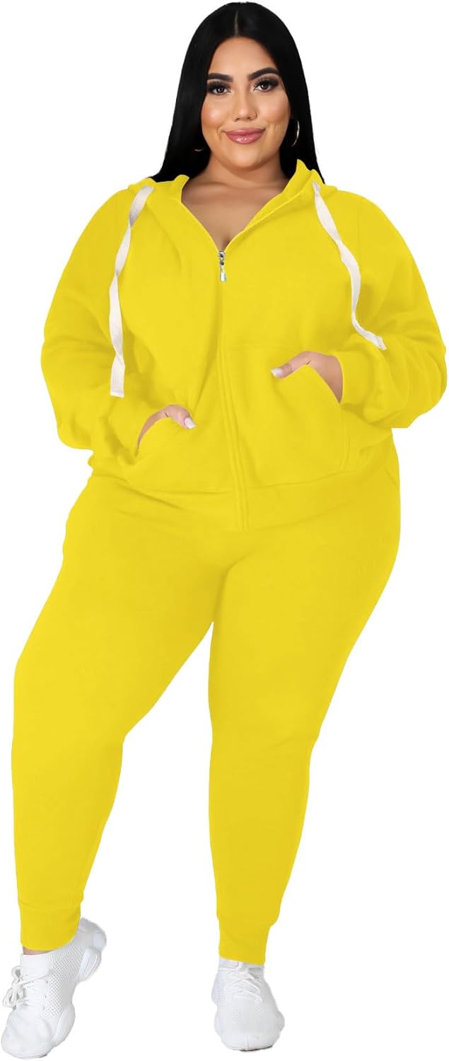 Plus Size Two Piece Outfits for Women - Comfy Sweatsuit Set