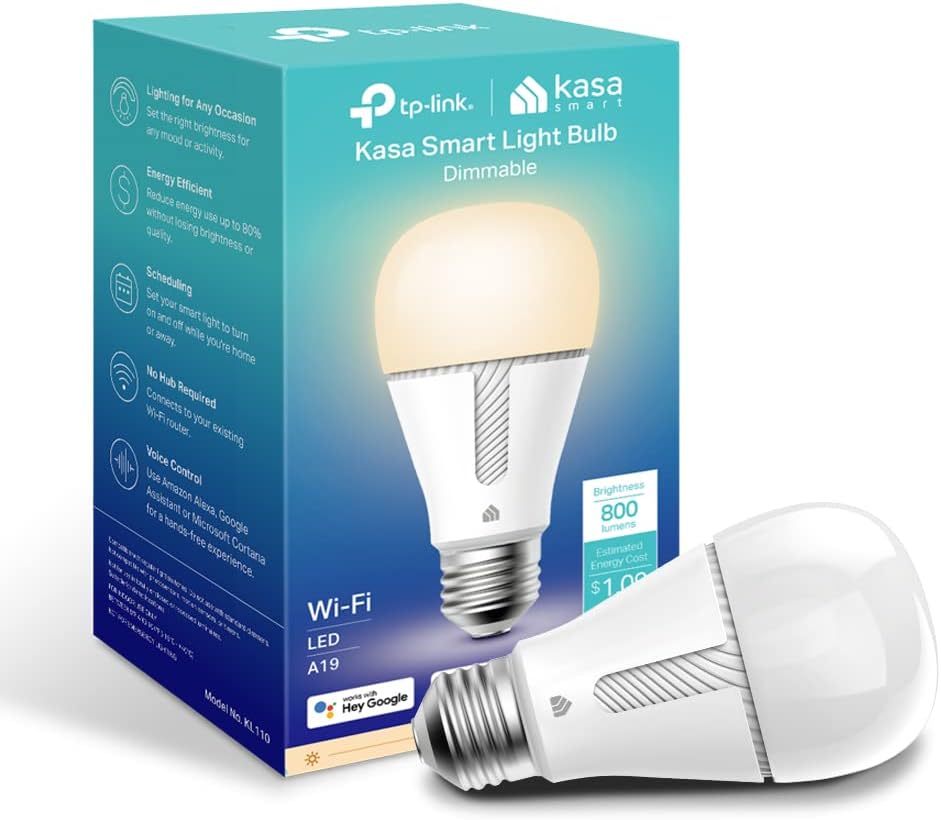 Kasa Smart LED Wi-Fi Bulb - Voice Control, Dimmable, No Hub, Soft White - 800LM