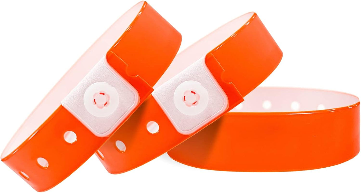 Orange Plastic Wristbands for Events - 500 Pack Waterproof Vinyl