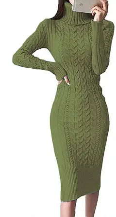 Fangetey Womens Long Sleeve Turtleneck Sweater Dress Review
