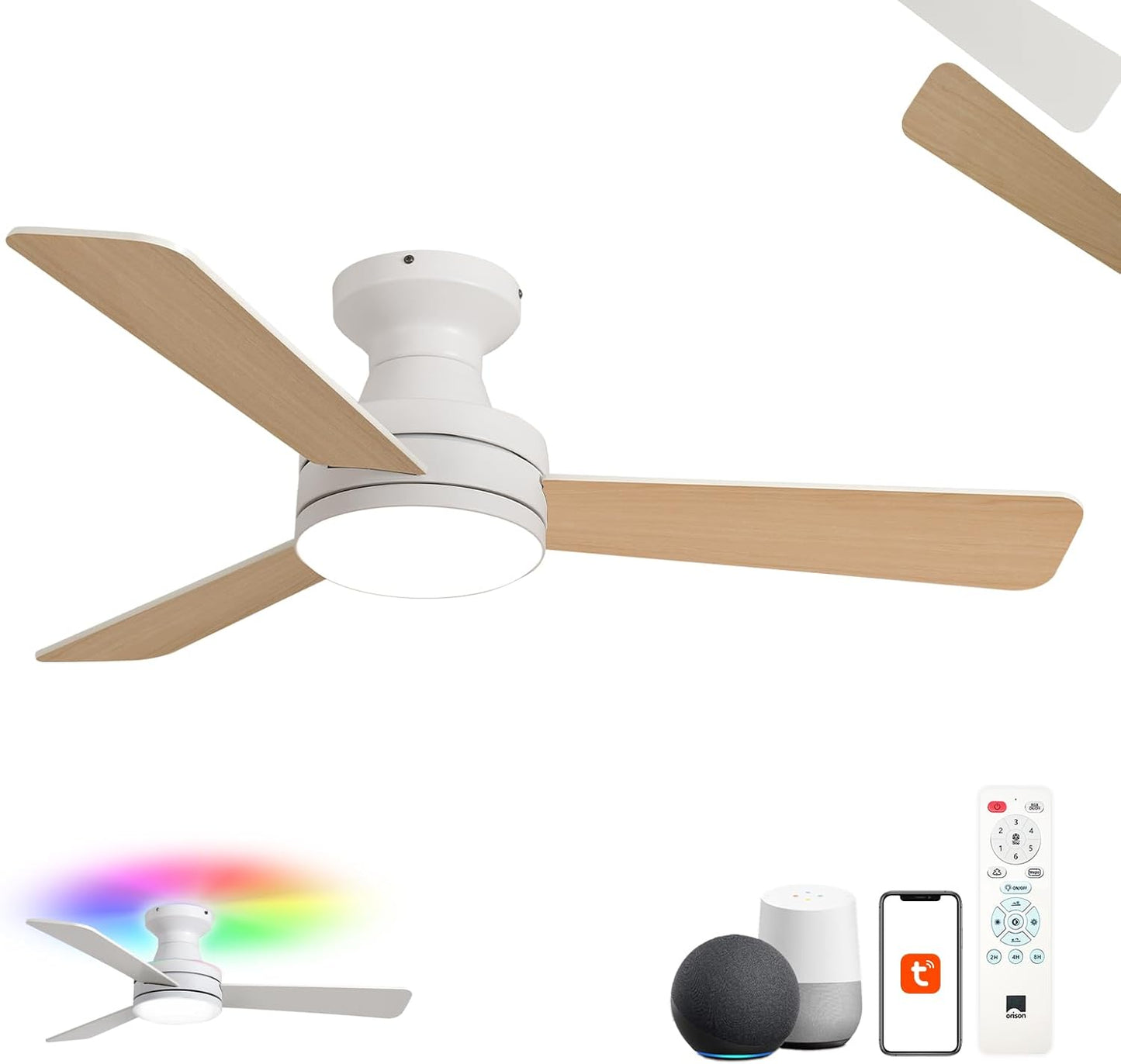Orison Ceiling Fans with Lights: Smart RGB Backlight & Dimmable