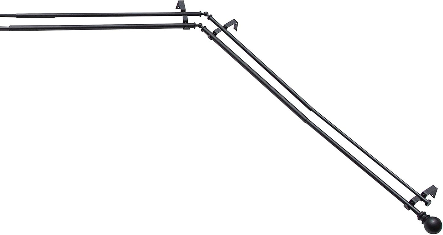 Kenney Bryce Bay Window Double Curtain Rod, Adjustable 78-144 Length, Black Finish