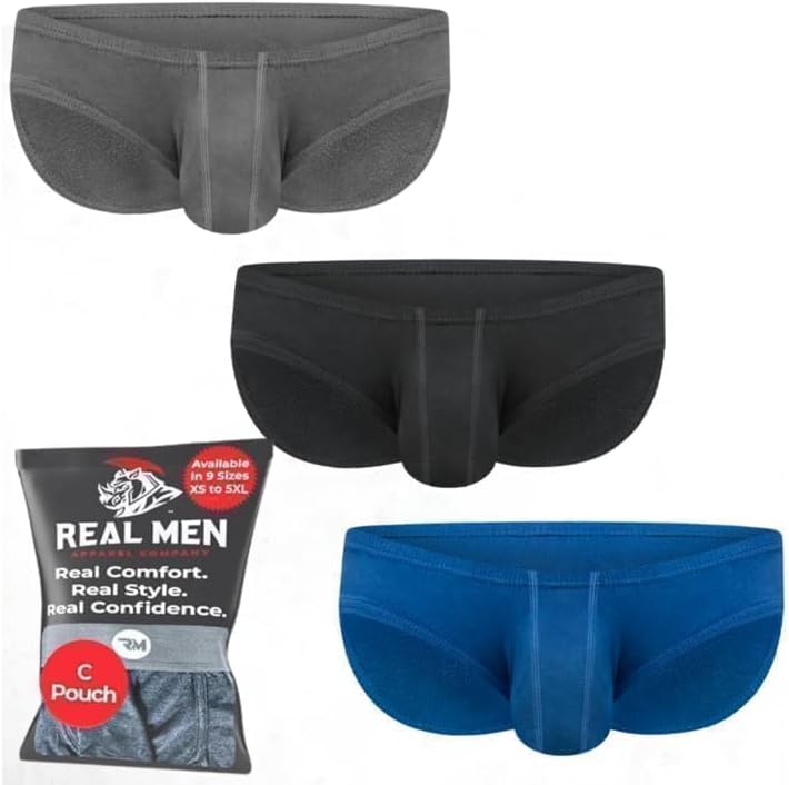 Real Men Ares-Accent Low-Rise Pouch Bikini Briefs for Comfort