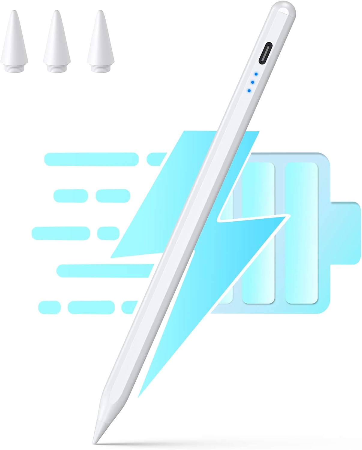 JAMJAKE Stylus Pen | 10Mins Faster Charge | iPad 6-10 Gen, Air 3/4/5/M2, Mini 5/6, Pro 11/12.9/M4