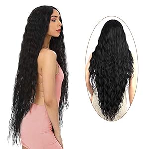 38 Long Black Wig for Women - Soft Wavy Fluffy Curly Style