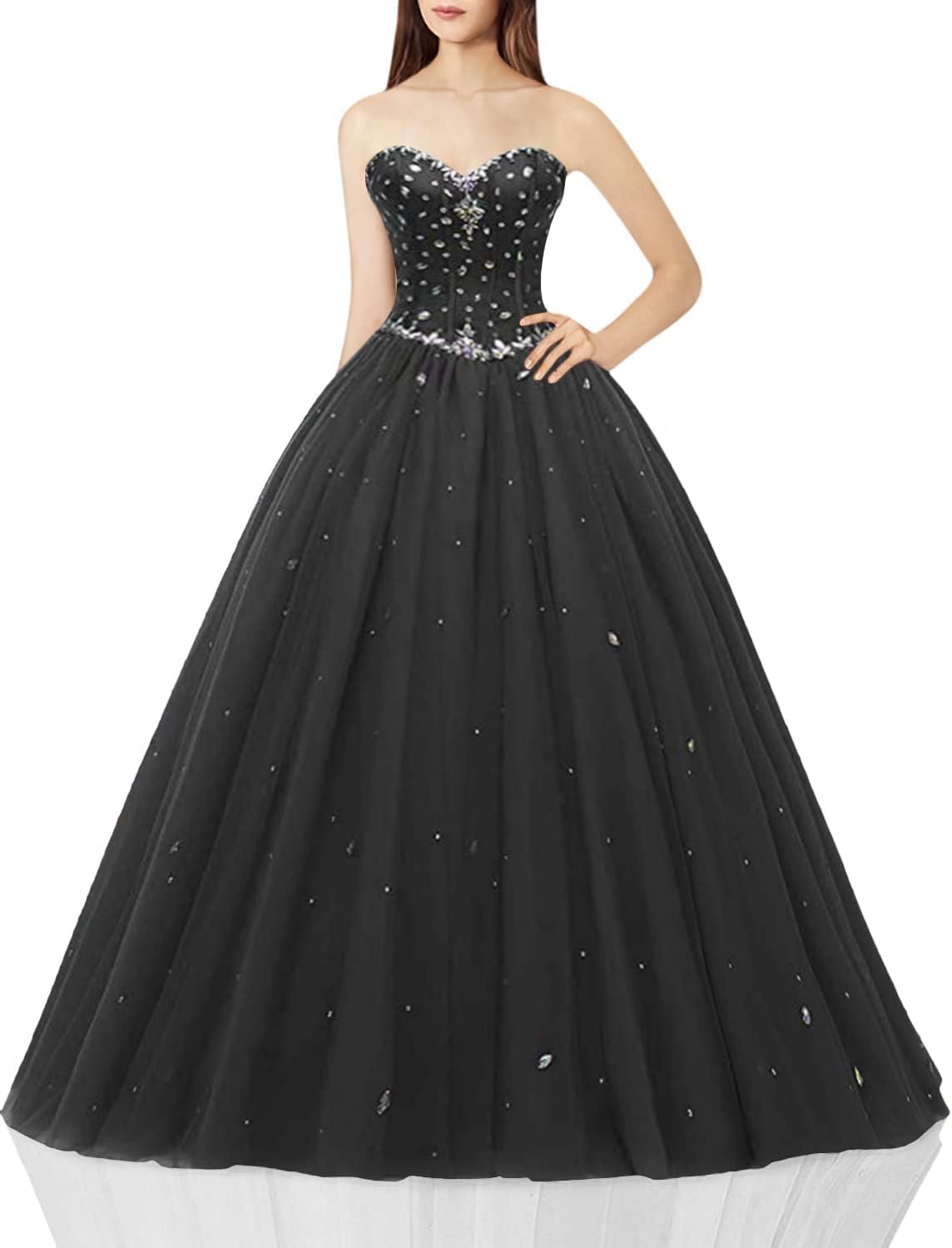 Women's Sweetheart Ball Gown Tulle Quinceanera Dress for Prom