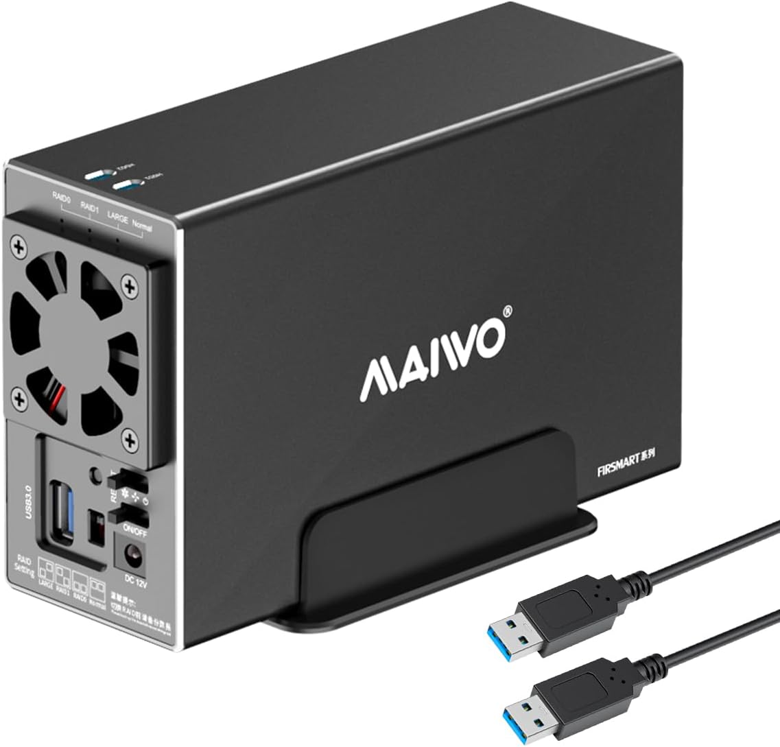 MAIWO Dual Bay RAID Enclosure: 48TB Capacity