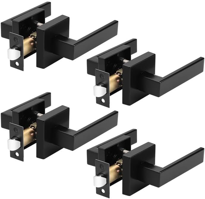 Probrico 4 Pack Black Passage Door Levers for Interior Use
