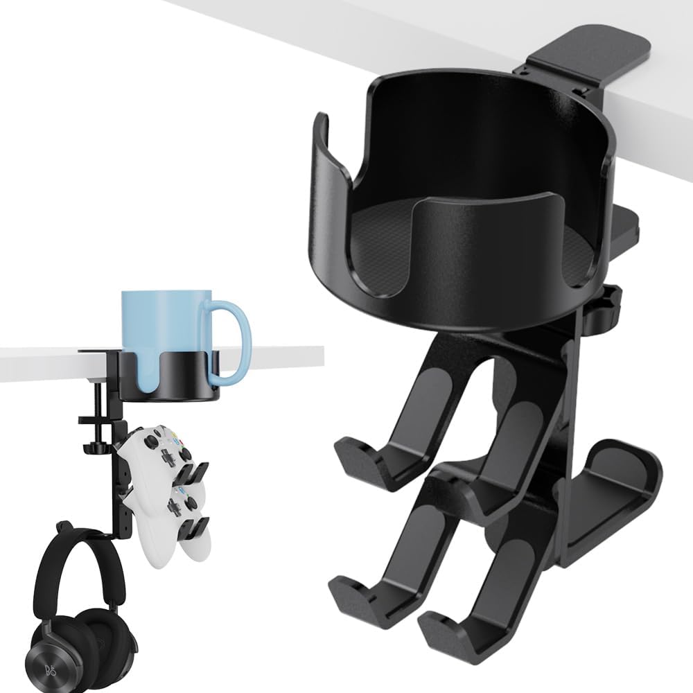 Ultimate Desk Organizer for Gamers - 360 Rotation | Spacious Cup Holder