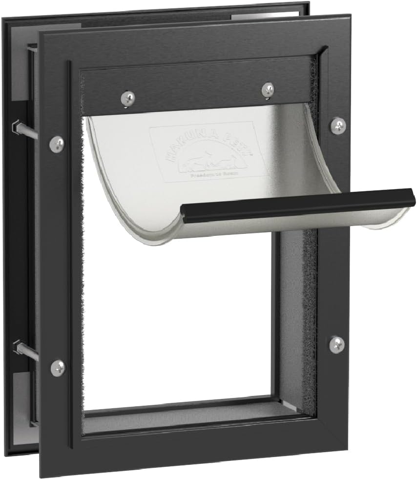Deluxe Aluminum Pet Door with 2-Way Locking Panel for Small Pets