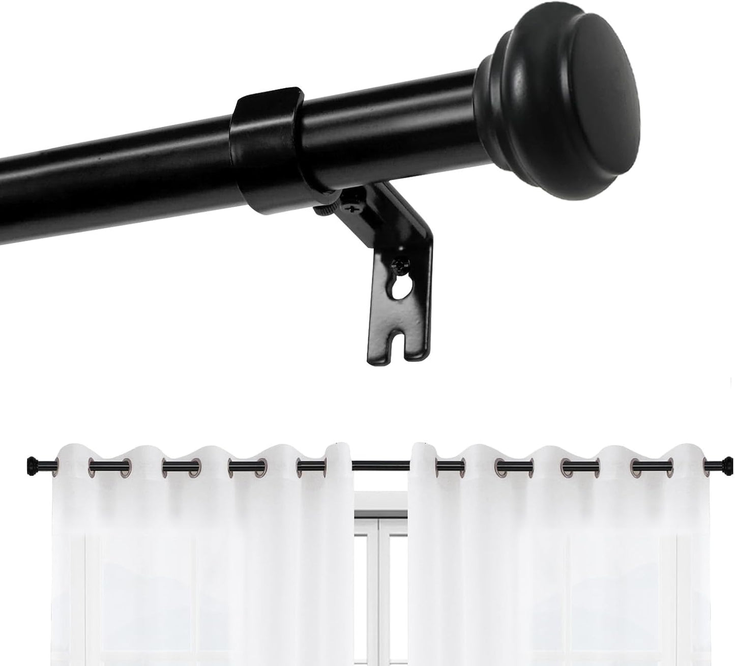 Adjustable Decorative Curtain Rod - Elegant Black Finish
