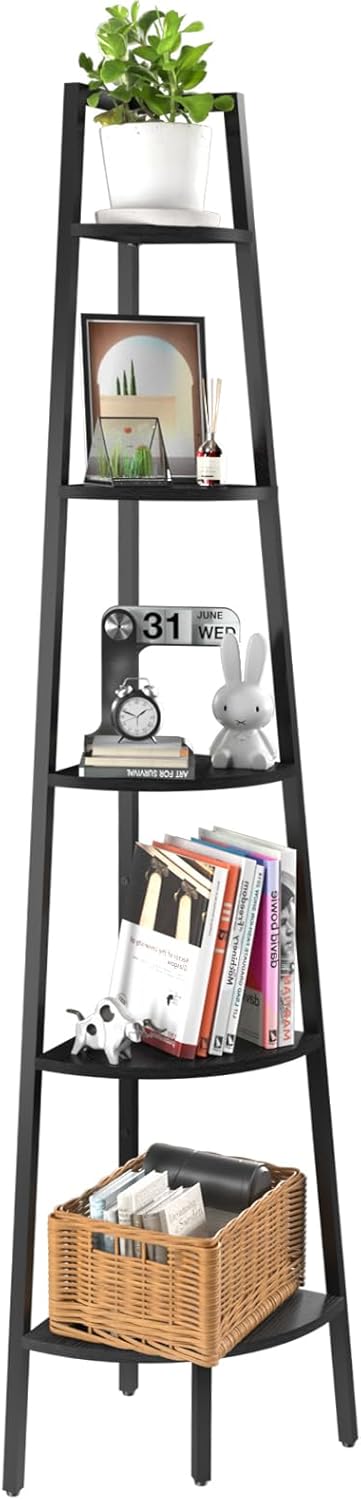 Yoobure 5-Tier Corner Shelf - Stylish Space-Saving Bookcase