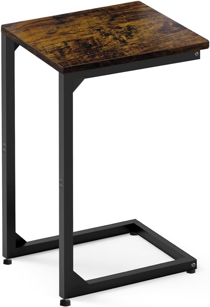 Artigarden C-Shaped Sofa Table - Space-Saving Rustic Charm