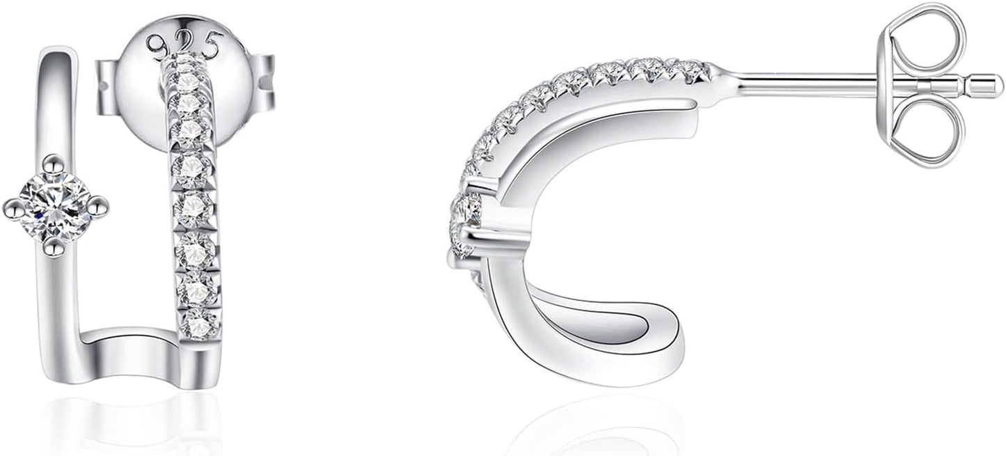 IMOLOVE Huggie Ear Cuffs with Moissanite - Hypoallergenic Style