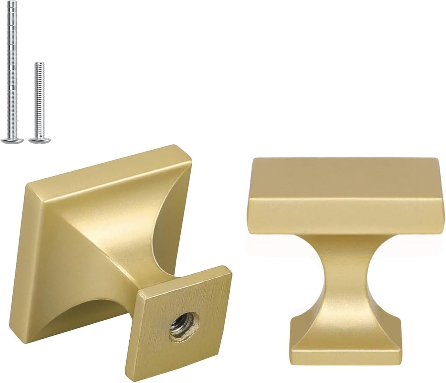 Haliwu Gold Cabinet Knobs 15 Pack Brushed Brass Square Design