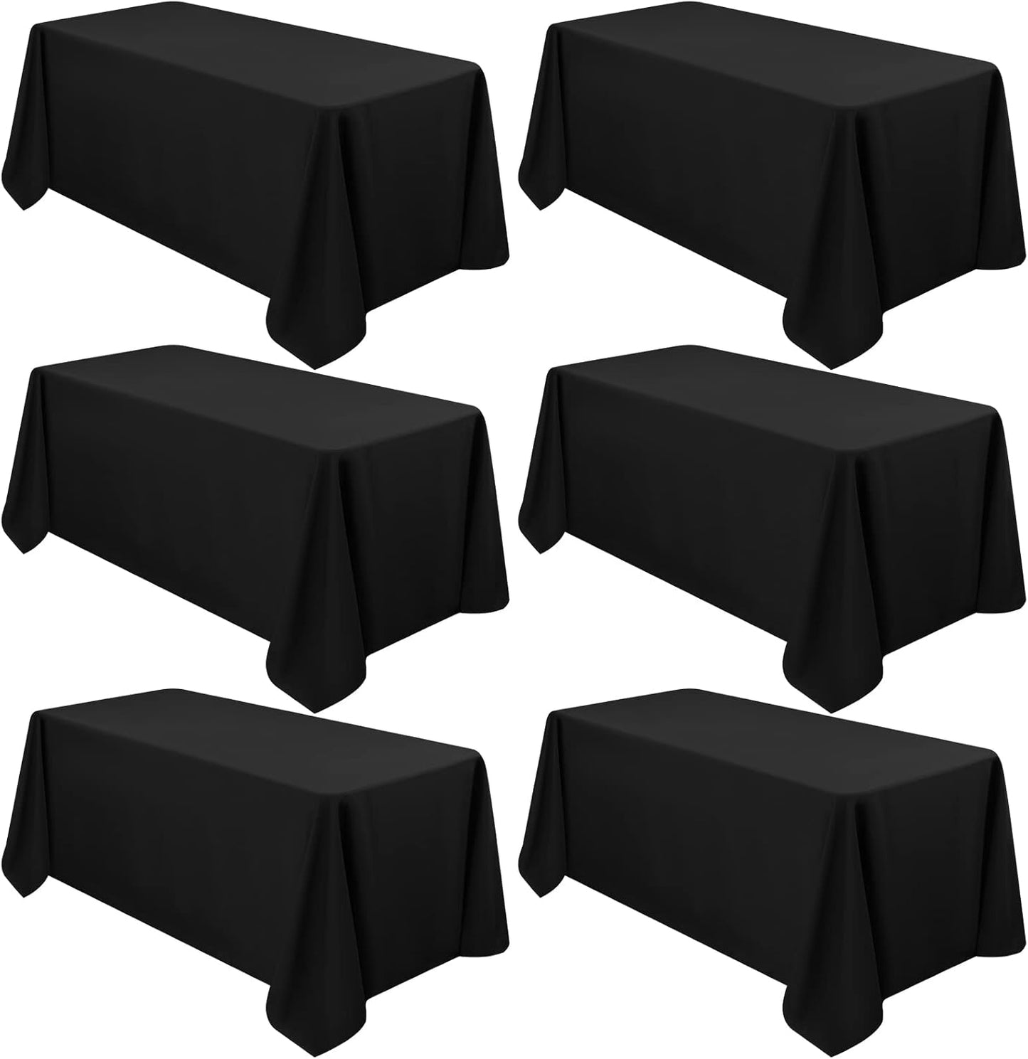 Premium 6 Pack 90 x 156 Inch Black Tablecloths for Events
