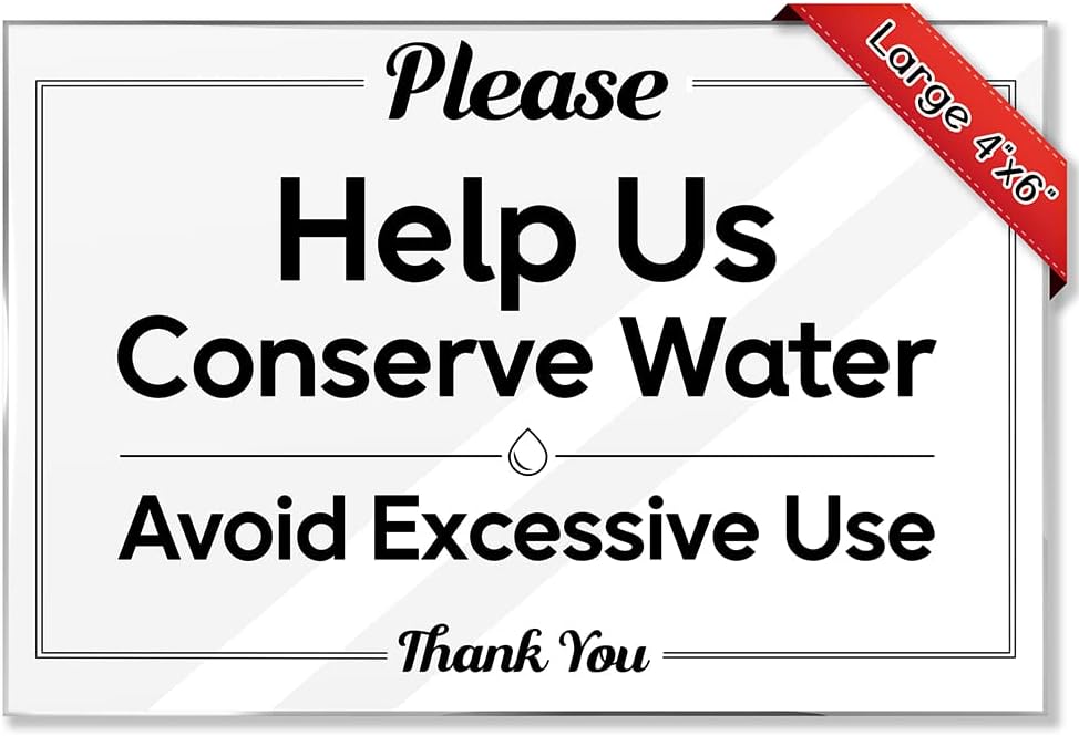 Conserve Water Sign - Essential for Hosts and Rentals