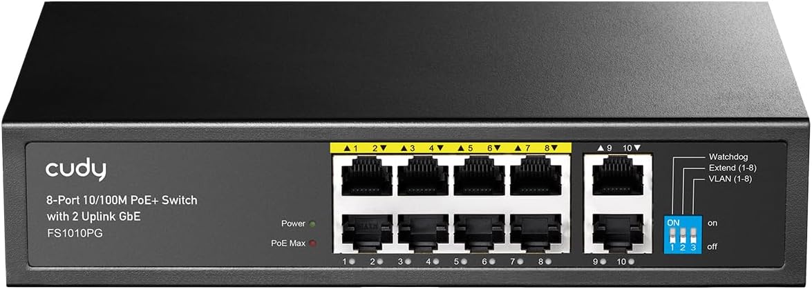 Cudy 8 Port Fast Ethernet PoE Switch with 120W Power Supply