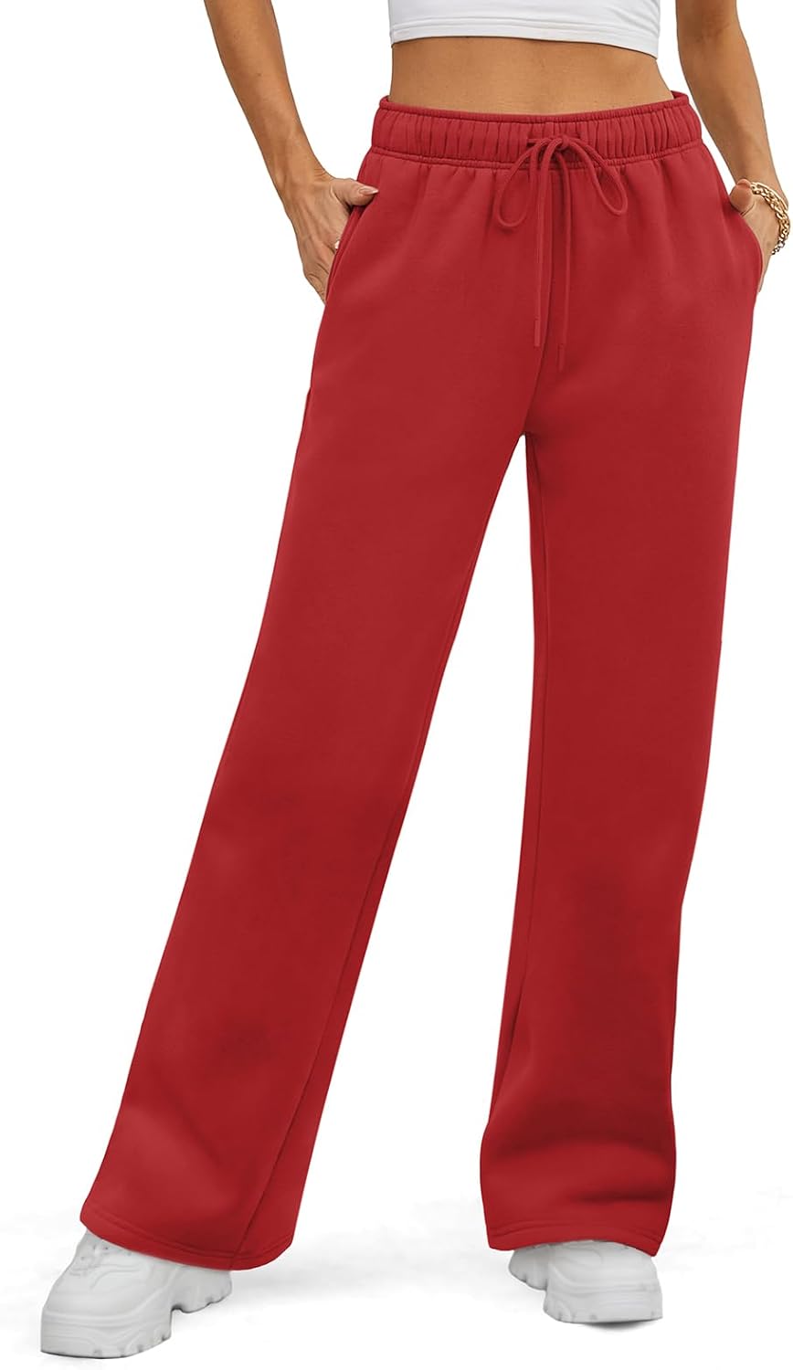 ATHMILE Womens Fleece Lined Wide Leg Sweatpants for Fall 2025