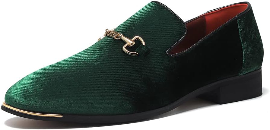 FLQL Men's Luxury Penny Loafer Slip-On Velvet Shoes for Parties