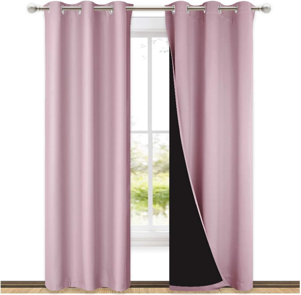 NICETOWN Blackout Curtains for Nursery, Lavender Pink, 80 in