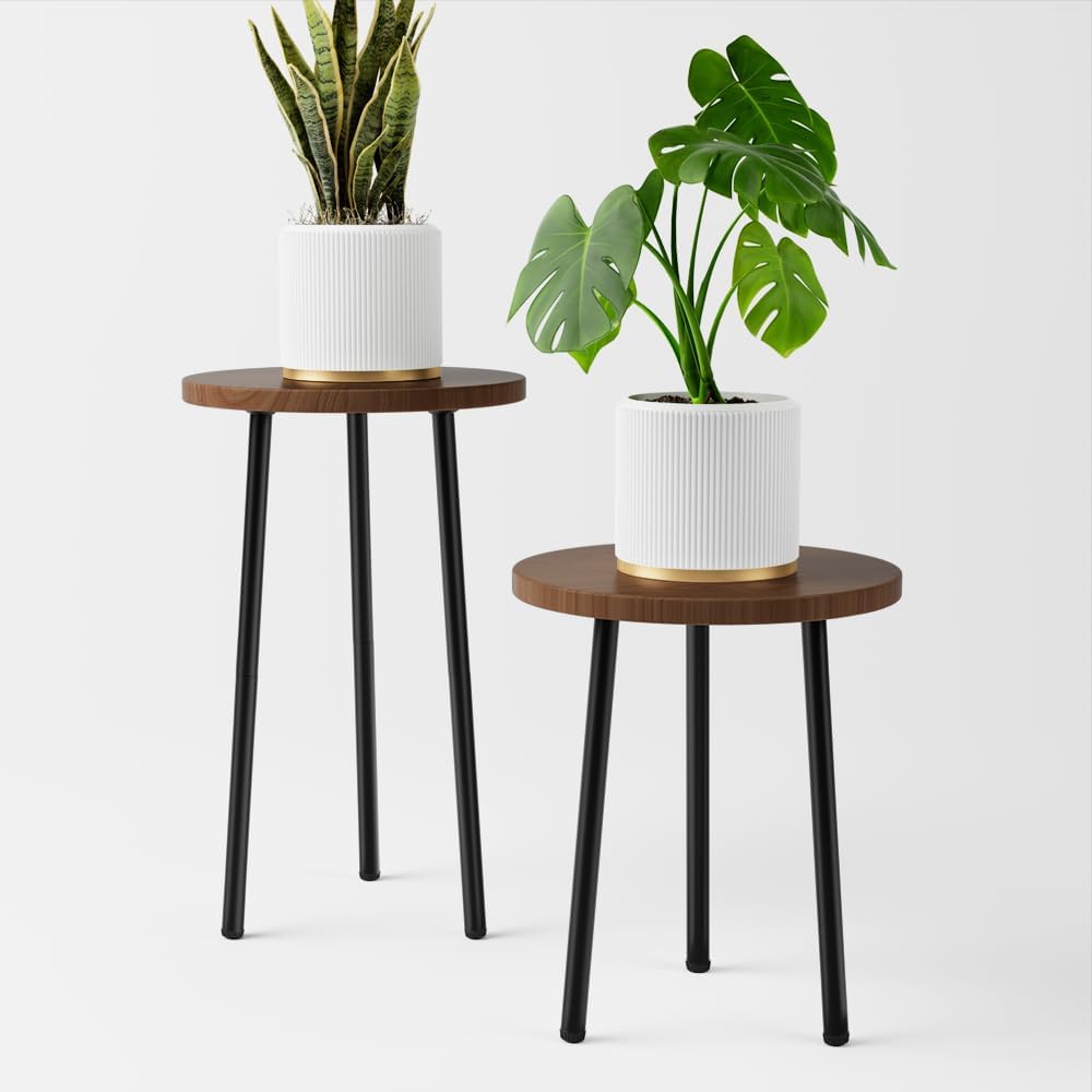 Mid Century Plant Stand Indoor 2 Pack for Home & Garden Decor