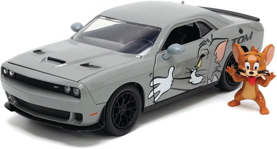 Die-cast 2015 Dodge Challenger Hellcat & Jerry Figure Set