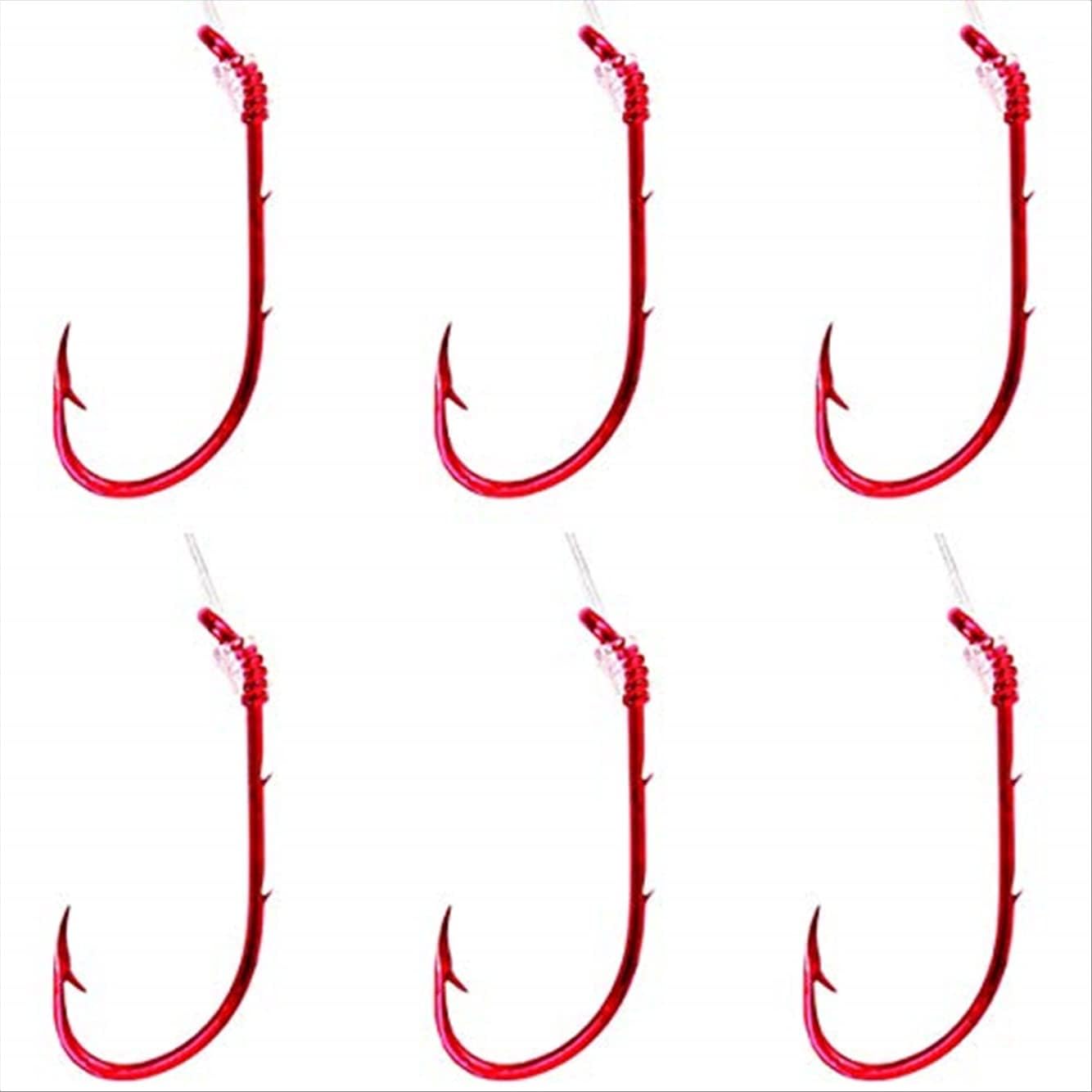 Eagle Claw Red Snelled Hooks x6 - Size 10