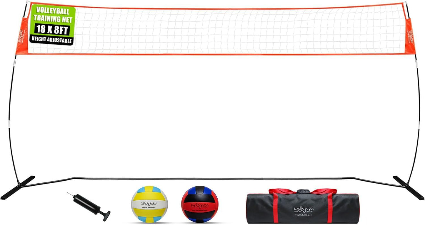 12FT/18FT Portable Volleyball Training Net for All Skill Levels