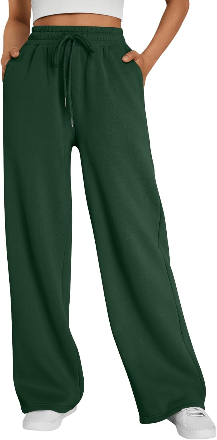 Trendy Queen Womens Wide Leg Fleece Lined Sweatpants for Comfort