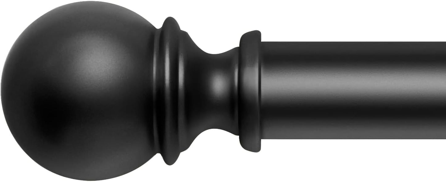 Adjustable Heavy Duty Curtain Rod: 48-84 Inch, Modern Black Finish