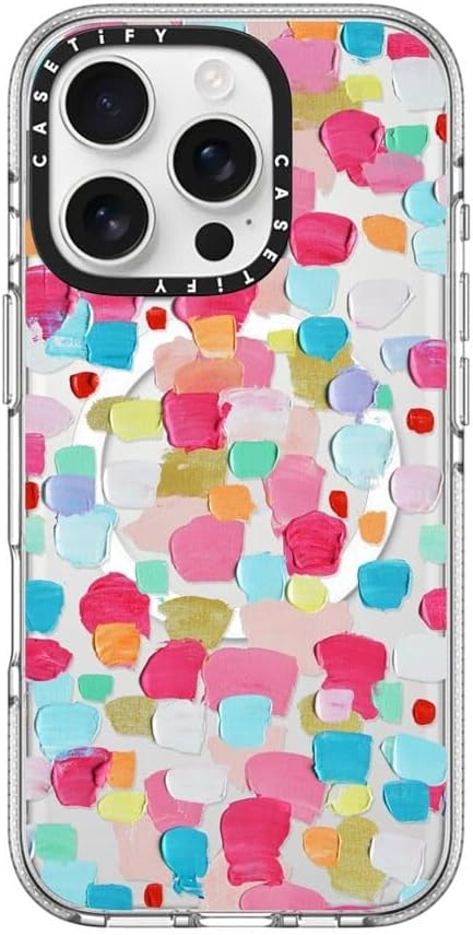 CASETIFY Clear iPhone 16 Pro Case with Magenta Confetti Design