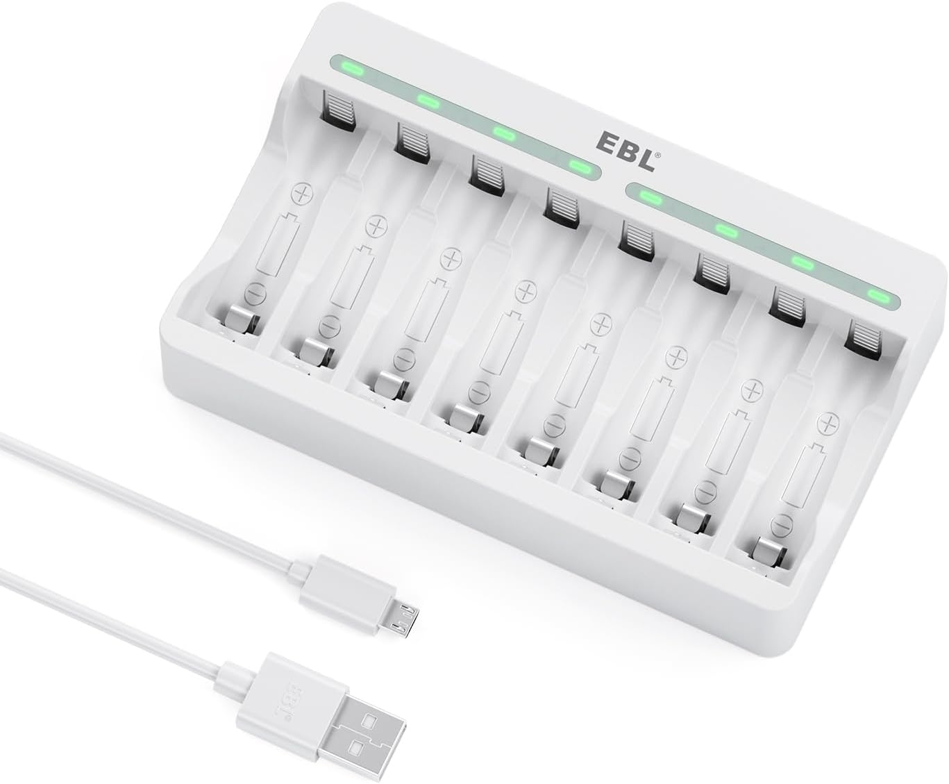 EBL 8 Bay AA AAA Charger - Smart USB Charging